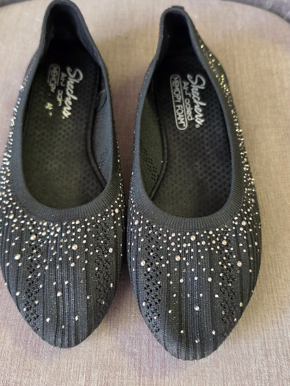 Skechers Black Embellished Memory Foam Ballet Flats